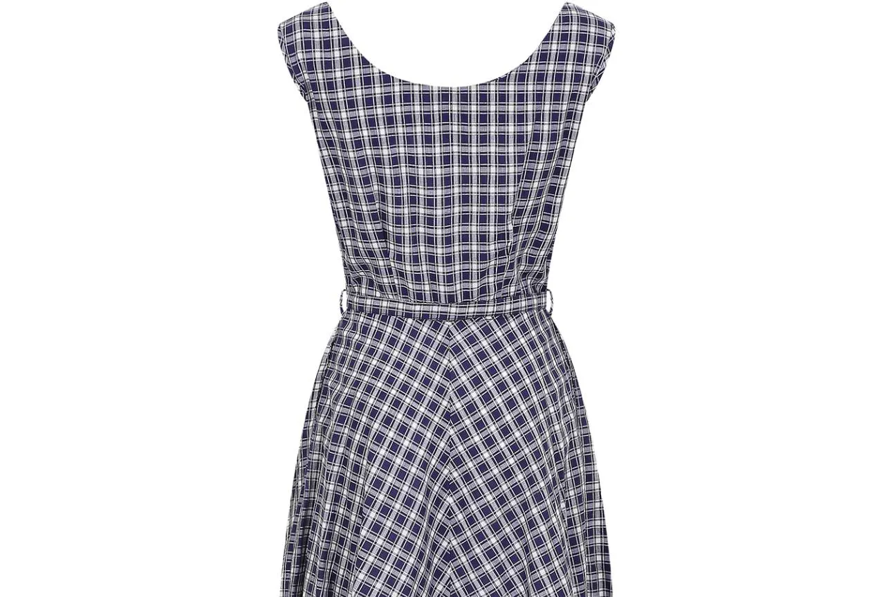 1960s Blue and White Gingham Dress