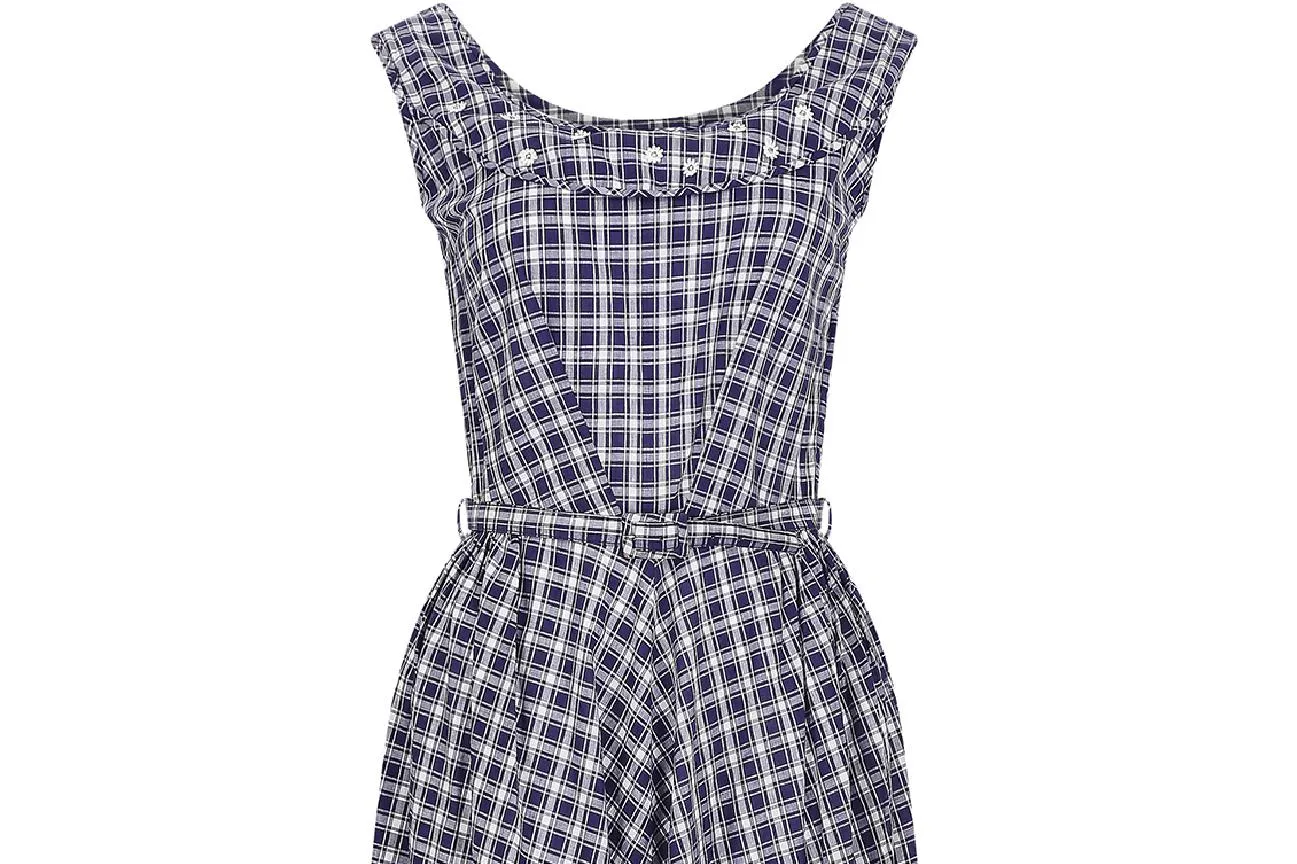 1960s Blue and White Gingham Dress
