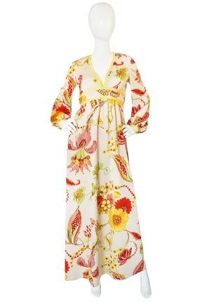 1970s Don Luis Plunge Front & Back Printed Jersey Dress