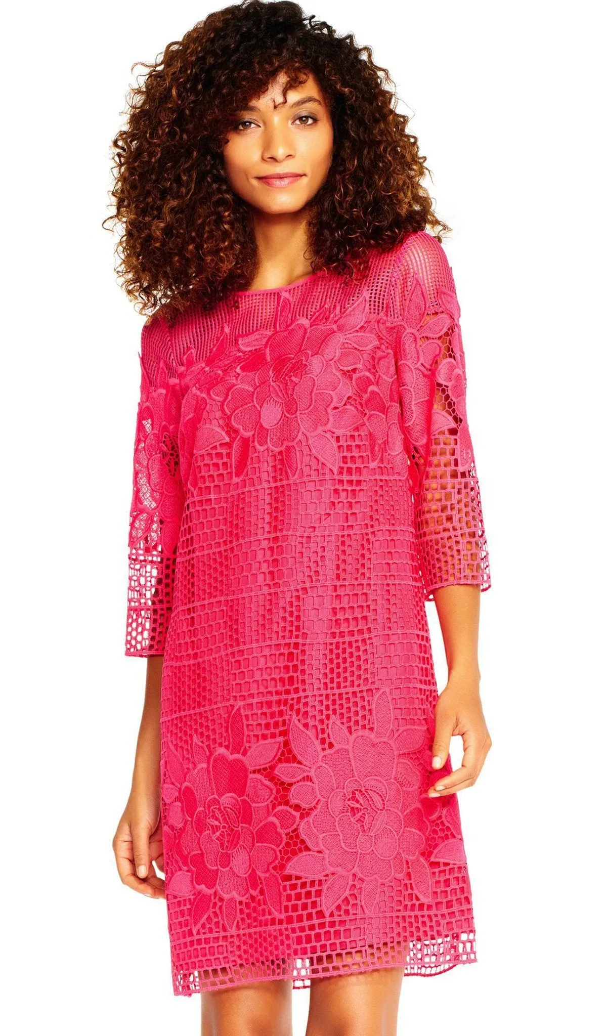 Adrianna Papell - AP1D101153 Floral Embroidered Short Sheath Dress