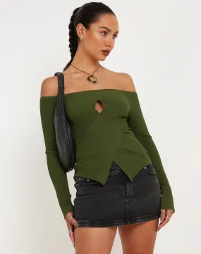 Amandari Bardot Top in Khaki