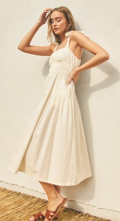 Bay Midi Dress in Eggshell