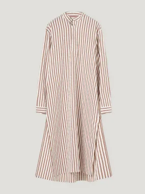 Brown stripe long-sleeved shirt dress