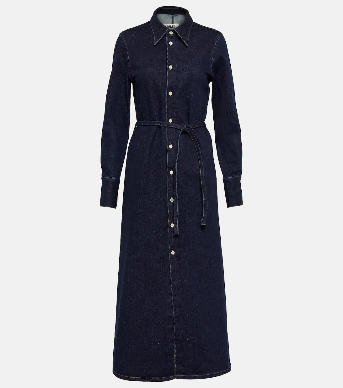 Denim shirt dress with belt MM6 MAISON MARGIELA, blue