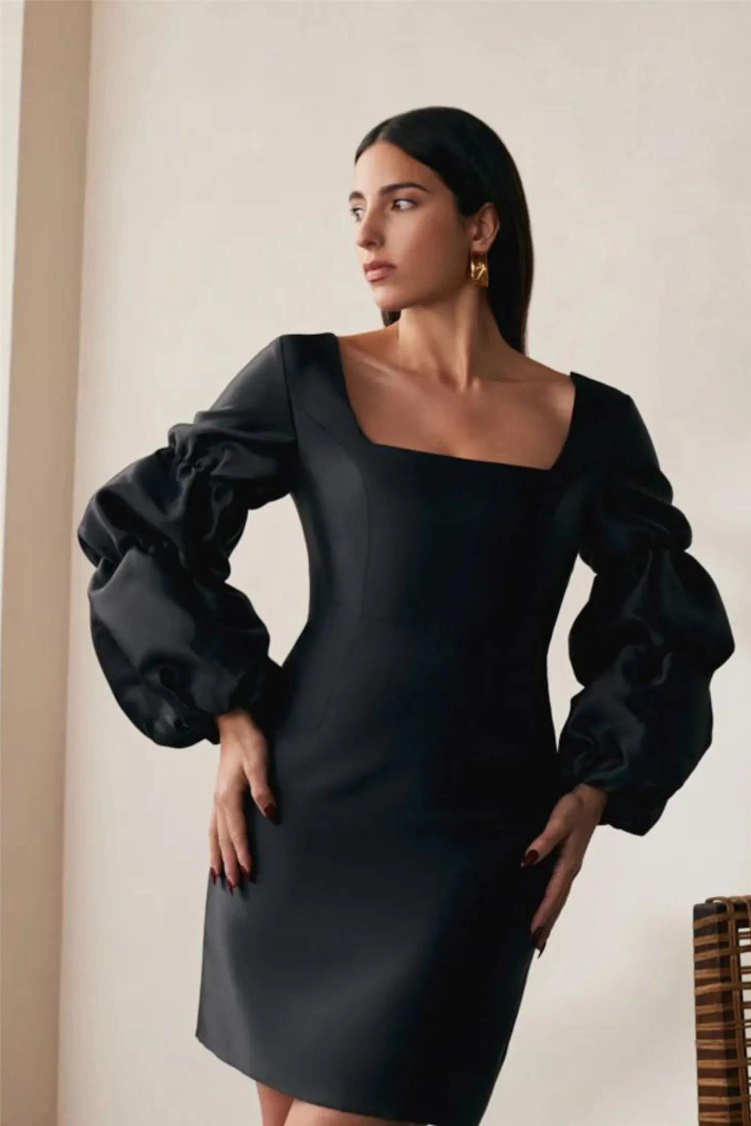 Georgia Double Pouf Sleeve Mini Dress