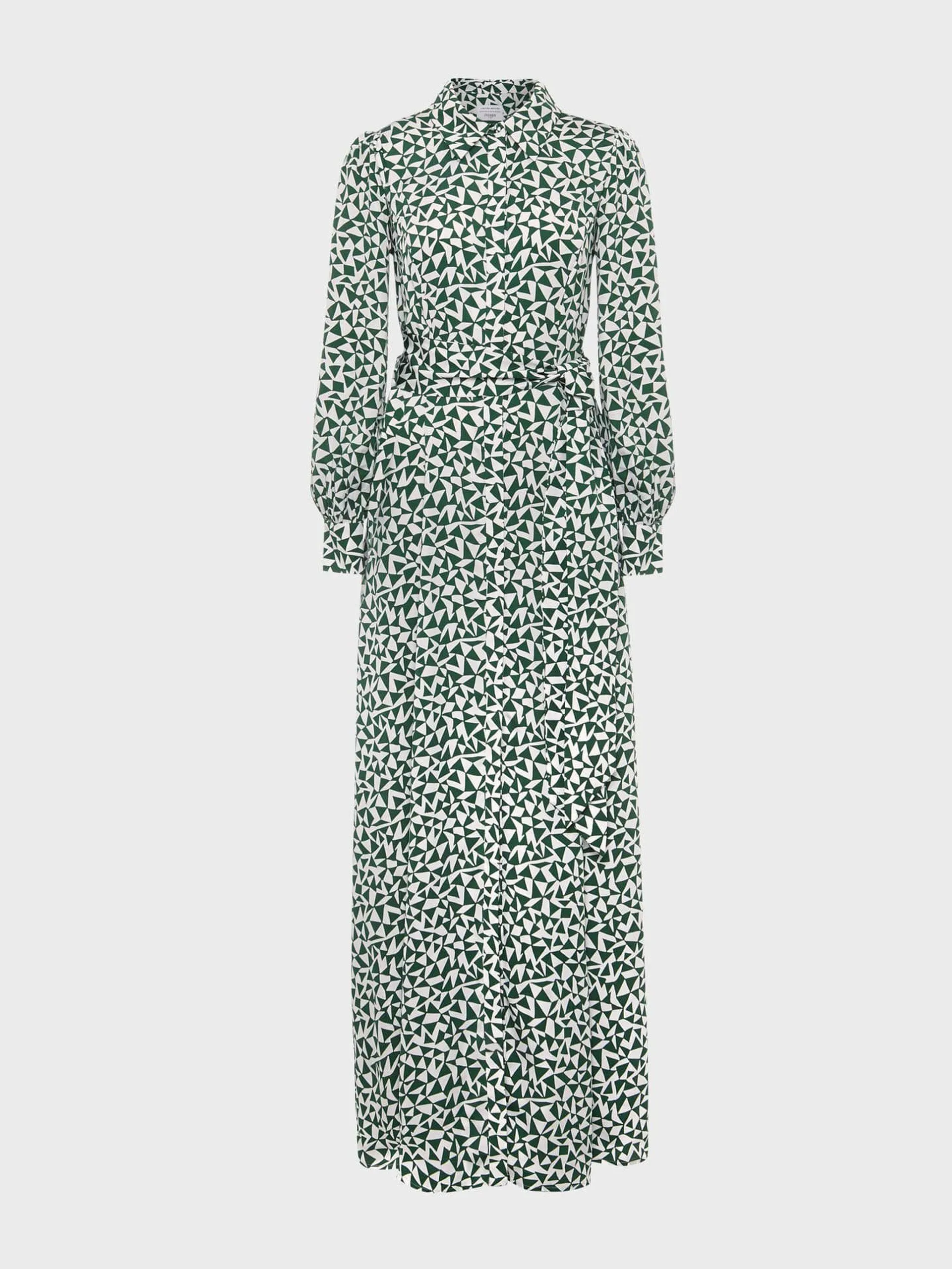 Green floral-print shirt dress