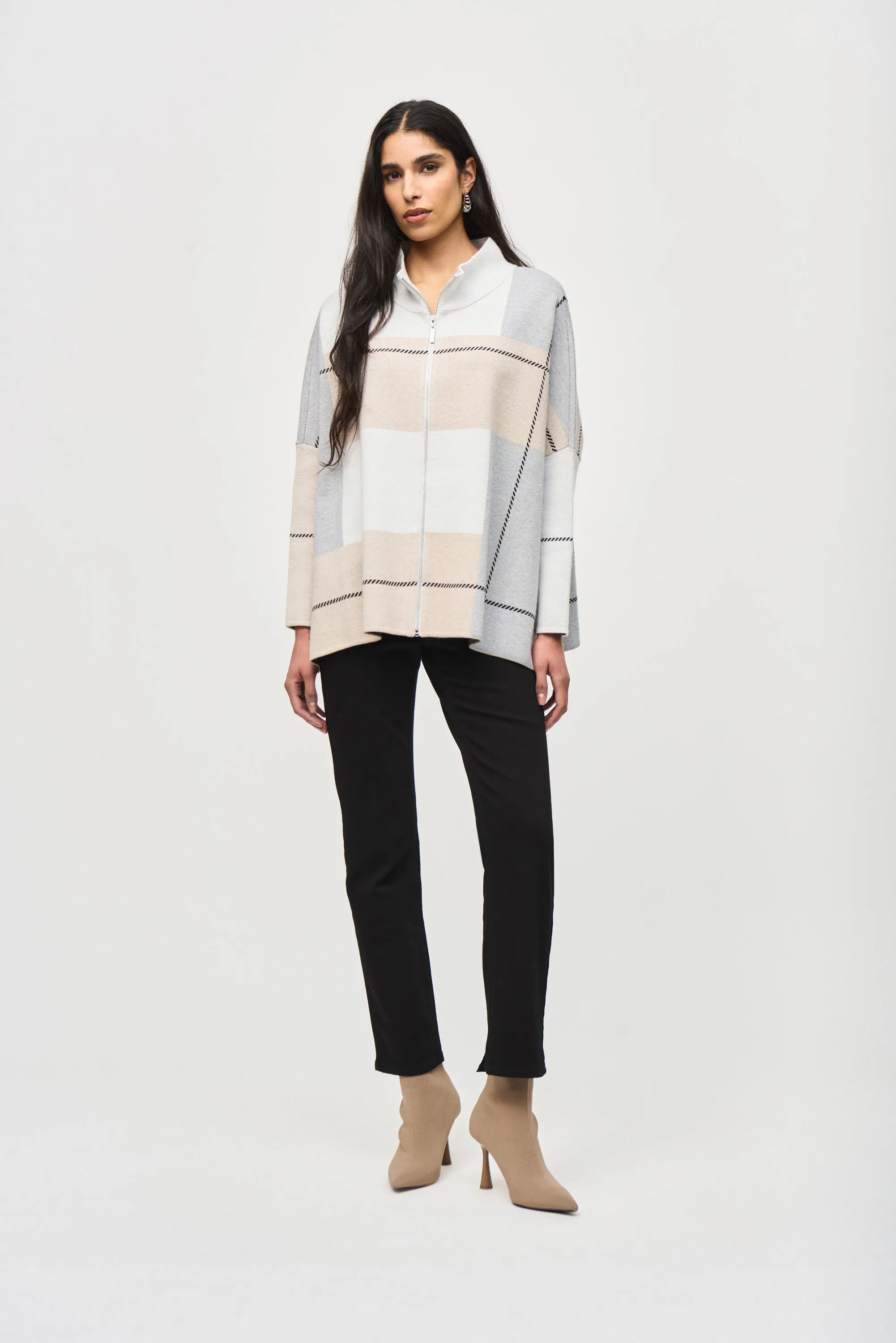 Joseph Ribkoff Colour Block Jacquard Knit Cover Up 243952 - Multi