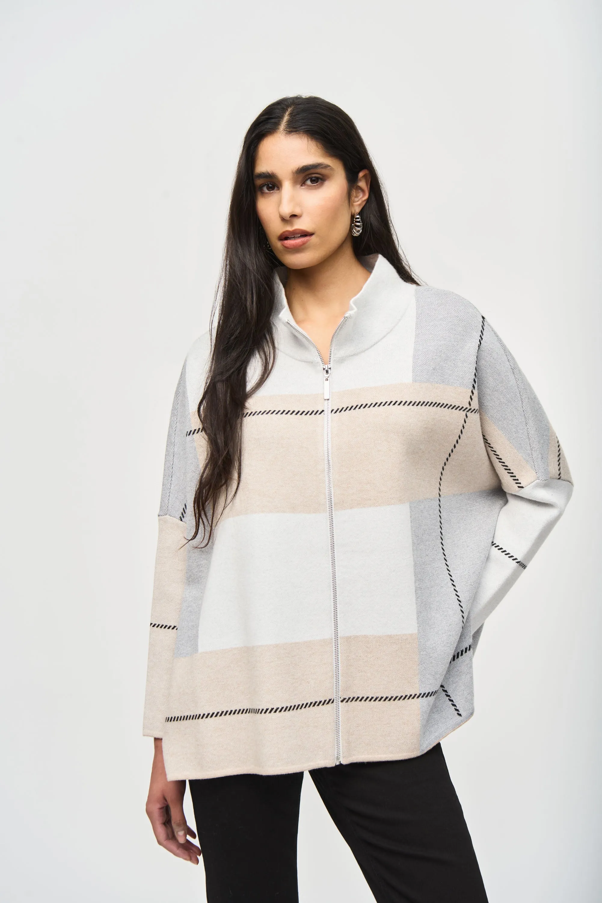 Joseph Ribkoff Colour Block Jacquard Knit Cover Up 243952 - Multi