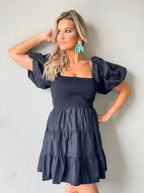 Marlowe Smocked Dress (Black)
