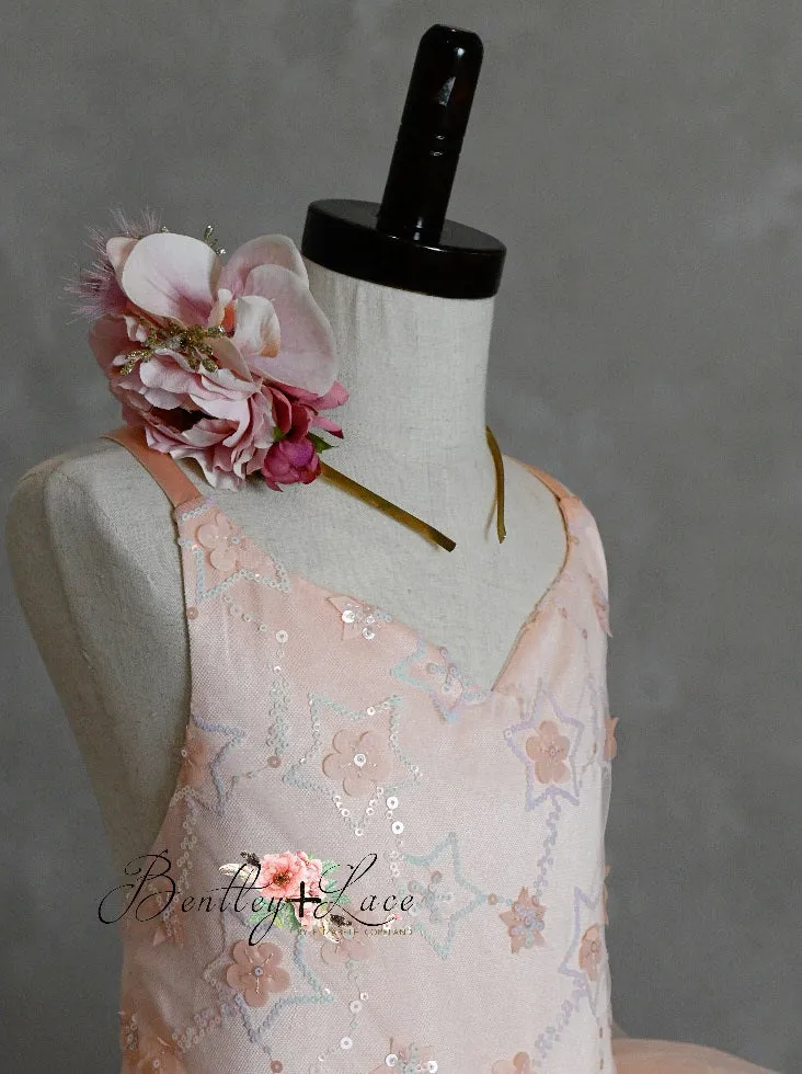 New condition  euc"Stars Collide" -  Cascade Floor Length ( 6 Year - Petite 8 Year)