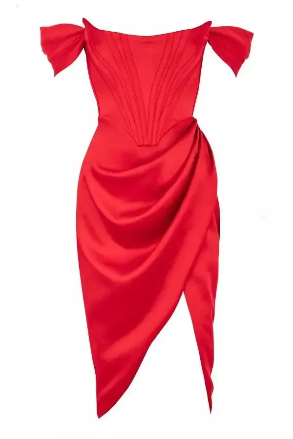 Red Backless Elegant Midi Dress