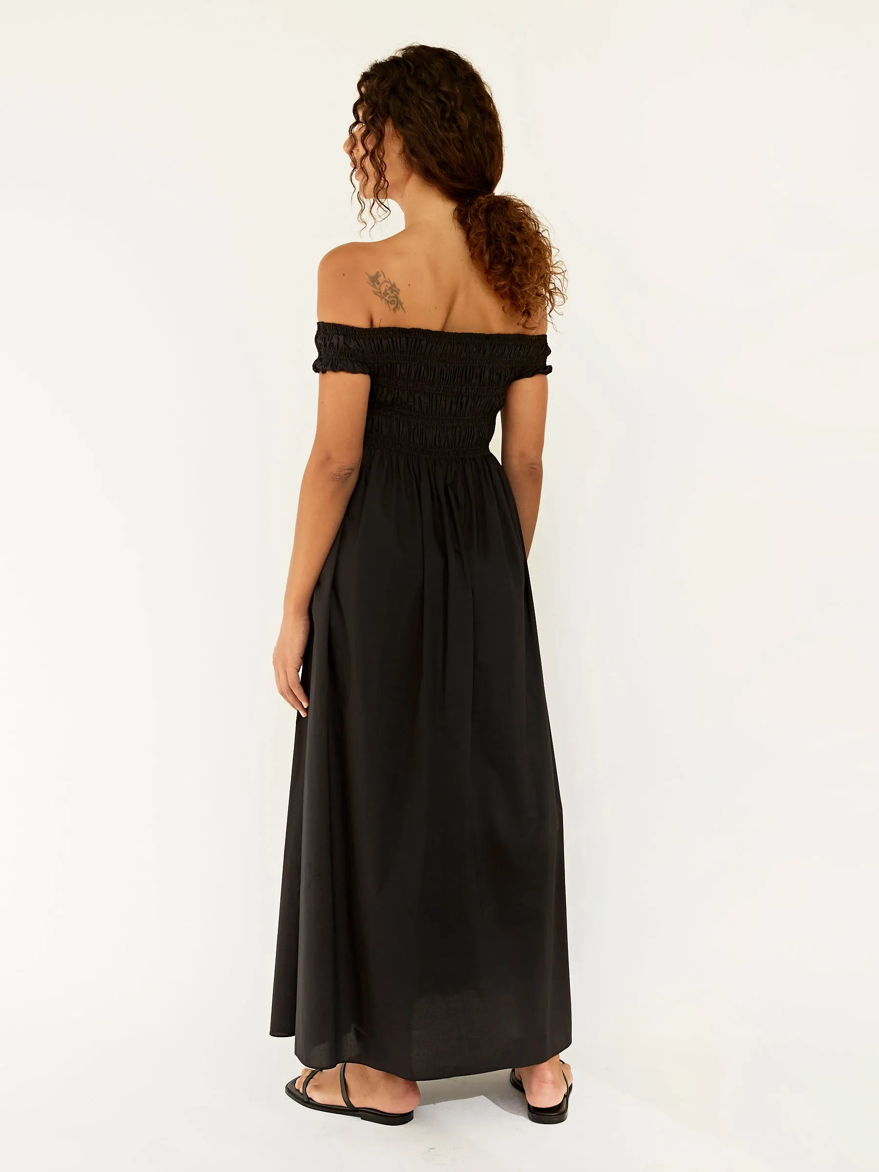Shirred Off The Shoulder Dress