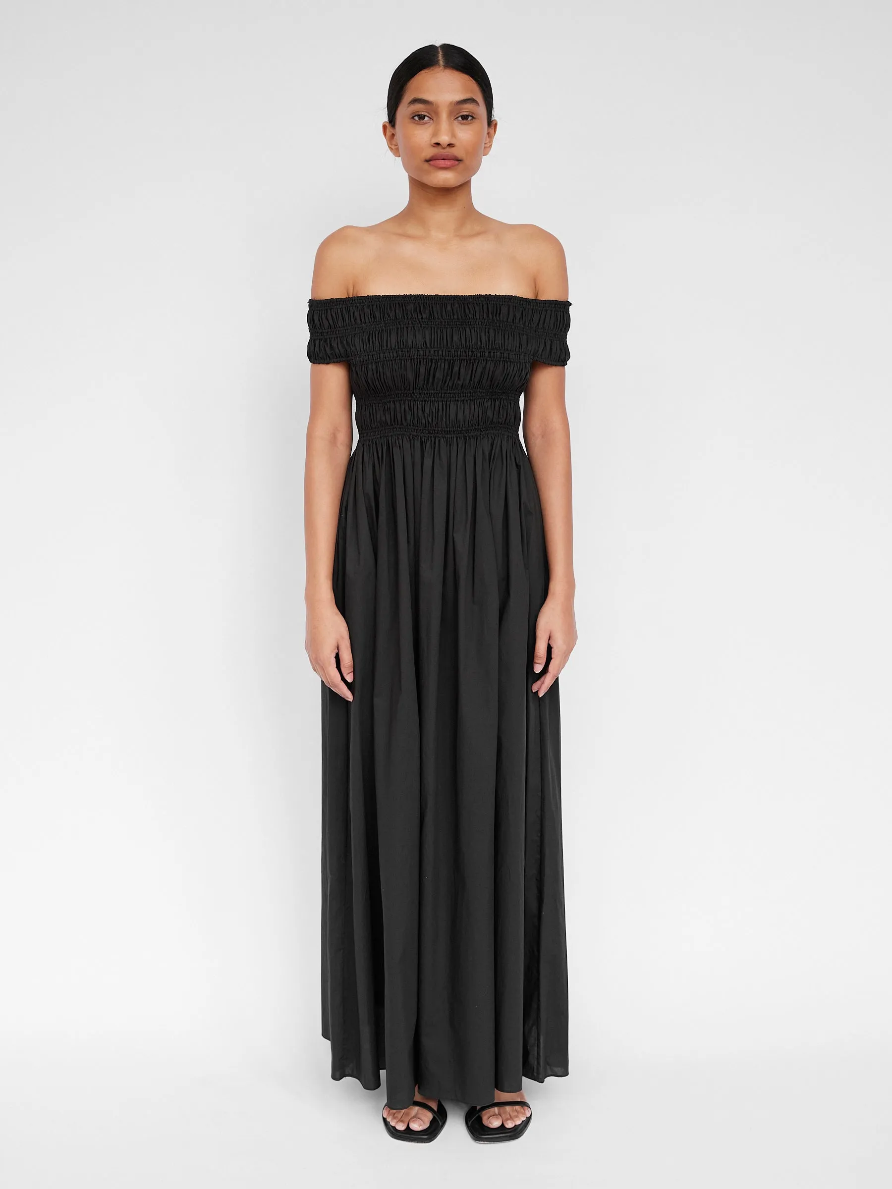 Shirred Off The Shoulder Dress
