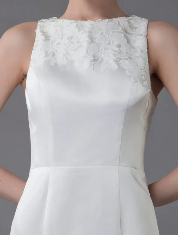 Short Wedding Dress Vintage Jewel Sleeveless Sheath Bridal Dress Exclusive