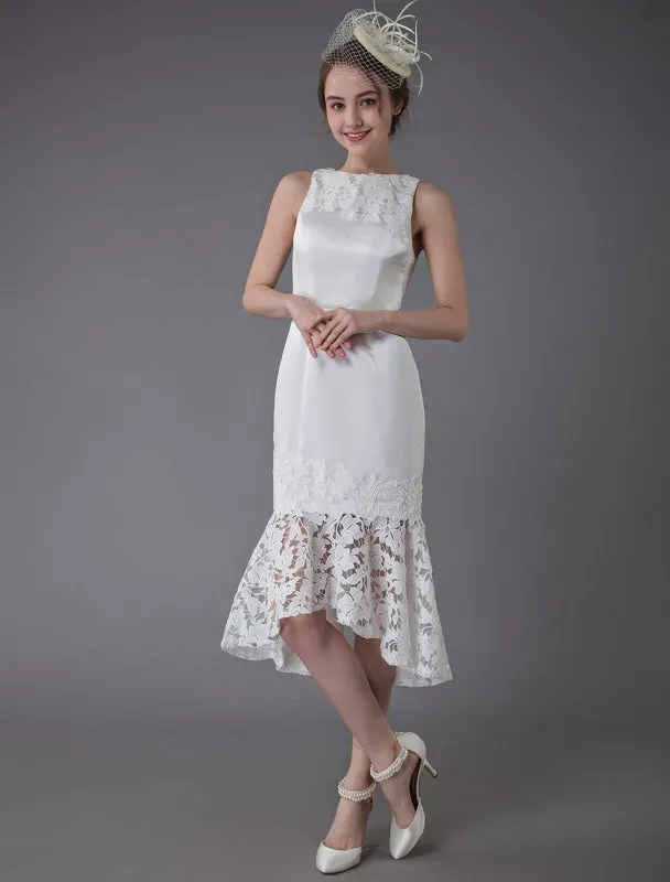 Short Wedding Dress Vintage Jewel Sleeveless Sheath Bridal Dress Exclusive