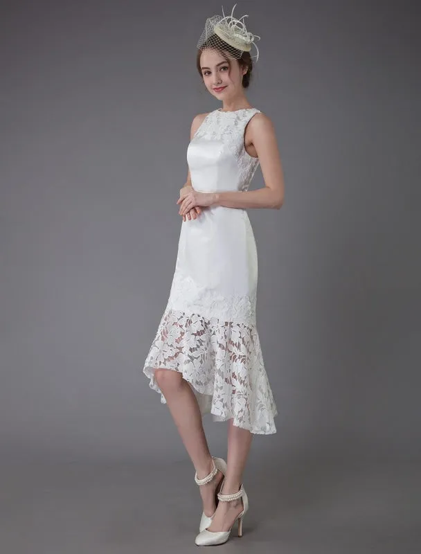 Short Wedding Dress Vintage Jewel Sleeveless Sheath Bridal Dress Exclusive