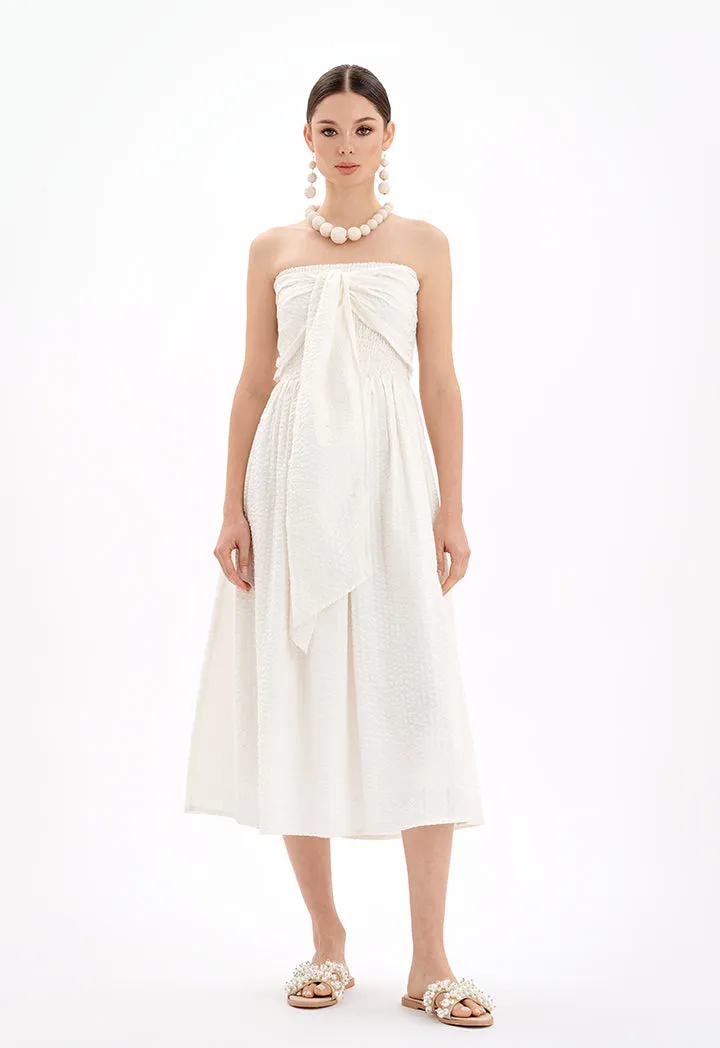 Sleeveless Halter Neck Textured Midi Dress