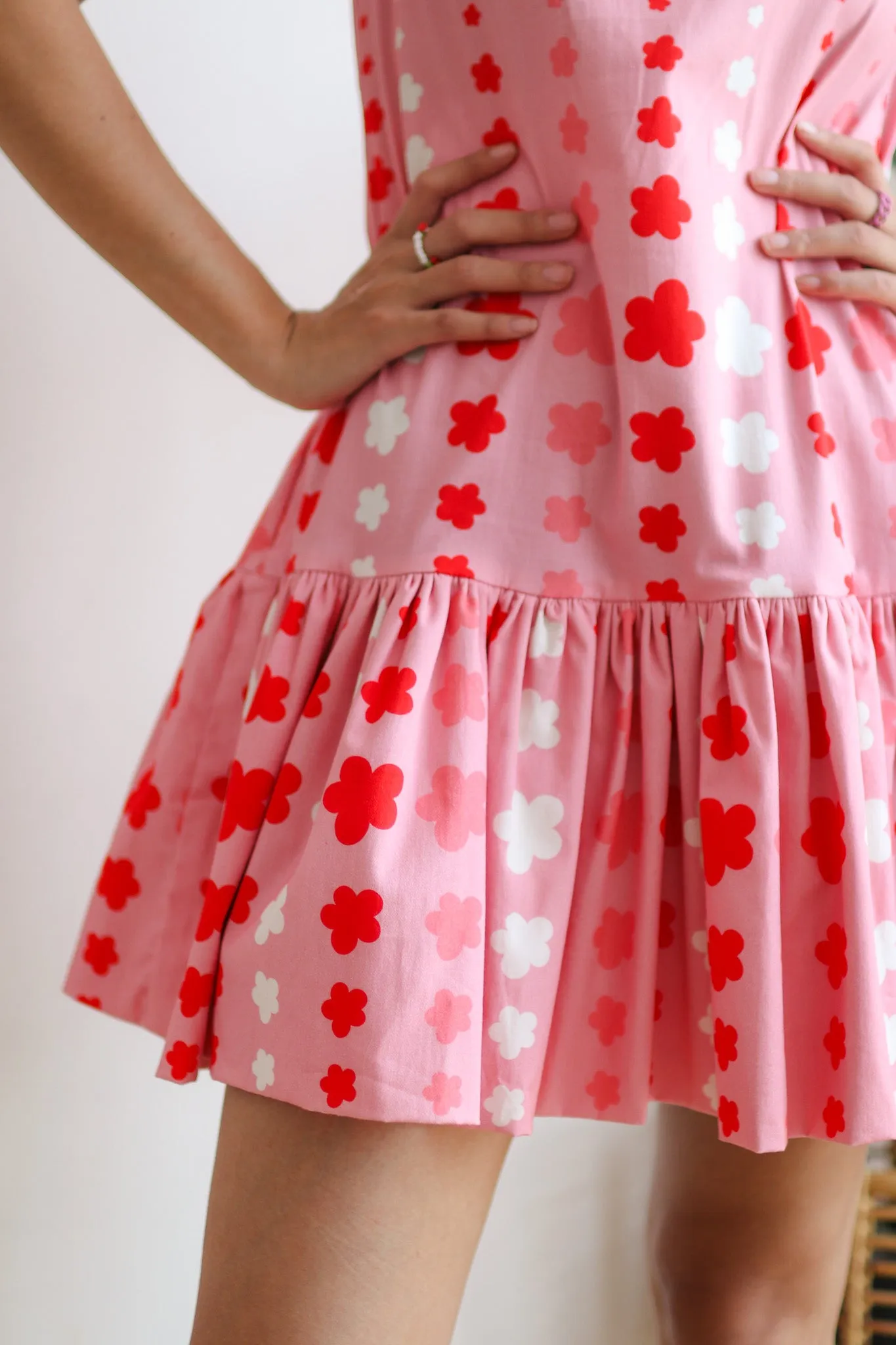 STARS POUF MINI DRESS IN PINK