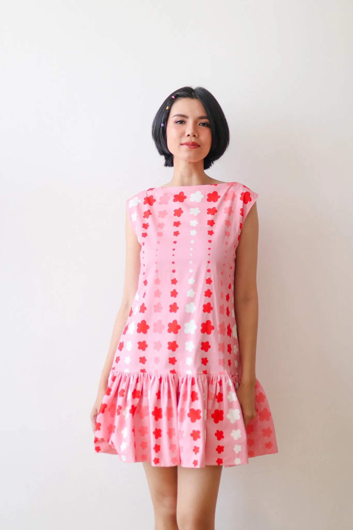 STARS POUF MINI DRESS IN PINK