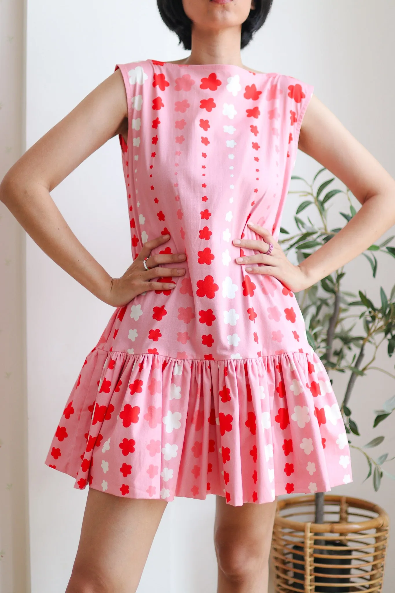 STARS POUF MINI DRESS IN PINK