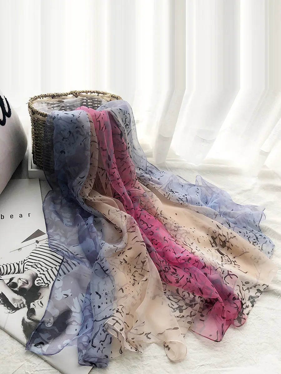 Women Colorblock Print Travel Shawl Scarf SC1037